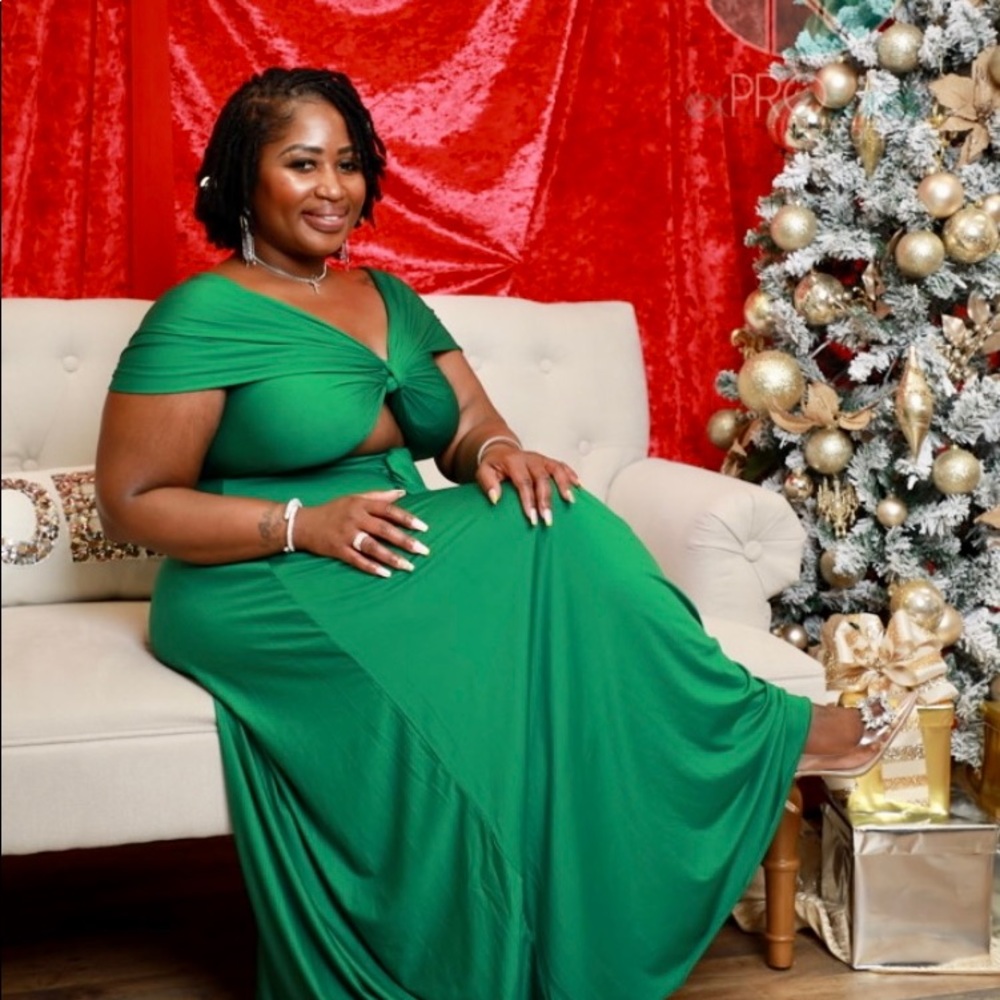 Women green long formal dress